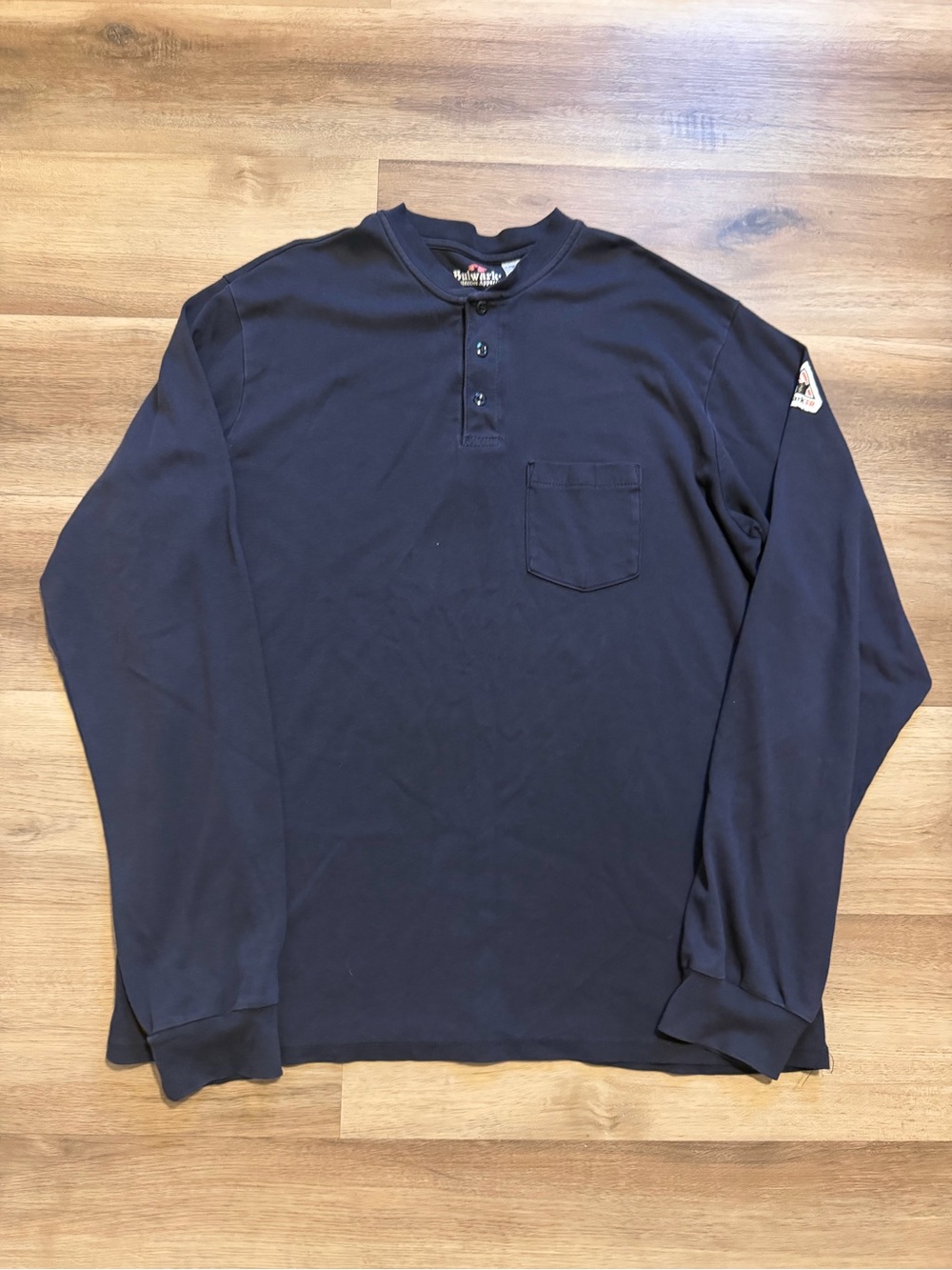 Bulwark FR Henley Shirt Mens 2XL XXL Blue Flame Resistant  Long Sleeve